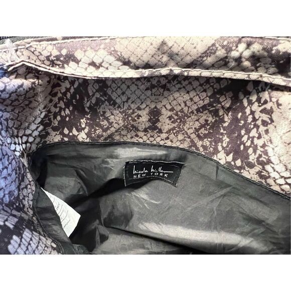 Nicole Miller Insulated Lunch Bag Cooler Tote Gray Silver Snakeskin 10" x 6" x 9 - Picture 4 of 12